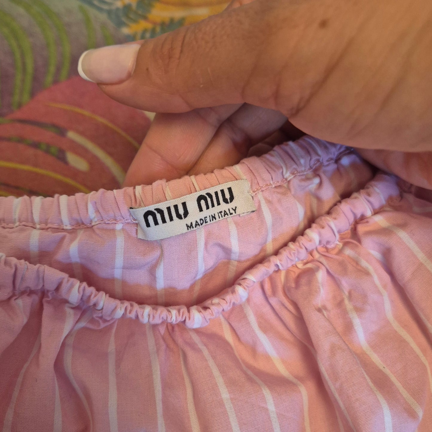 Miu Miu | Camicia rosa righe bianche