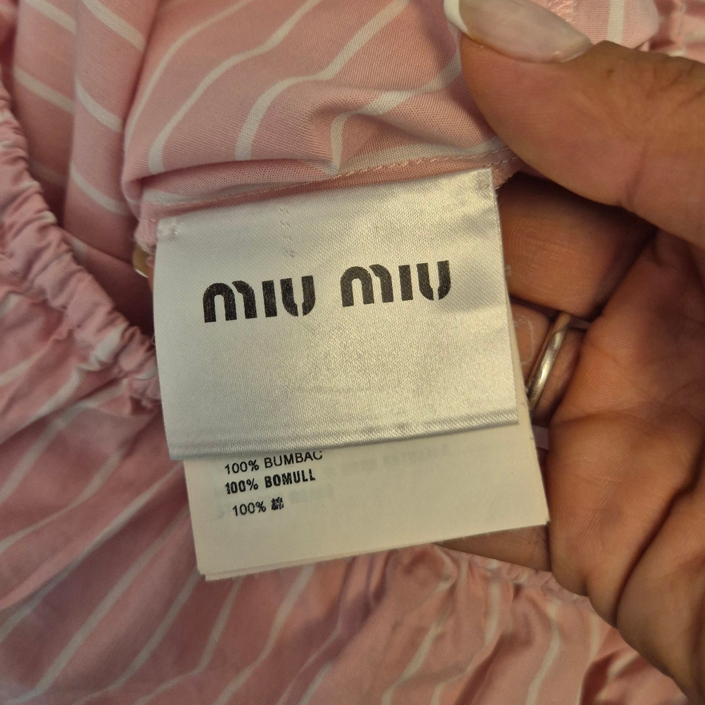 Miu Miu | Camicia rosa righe bianche