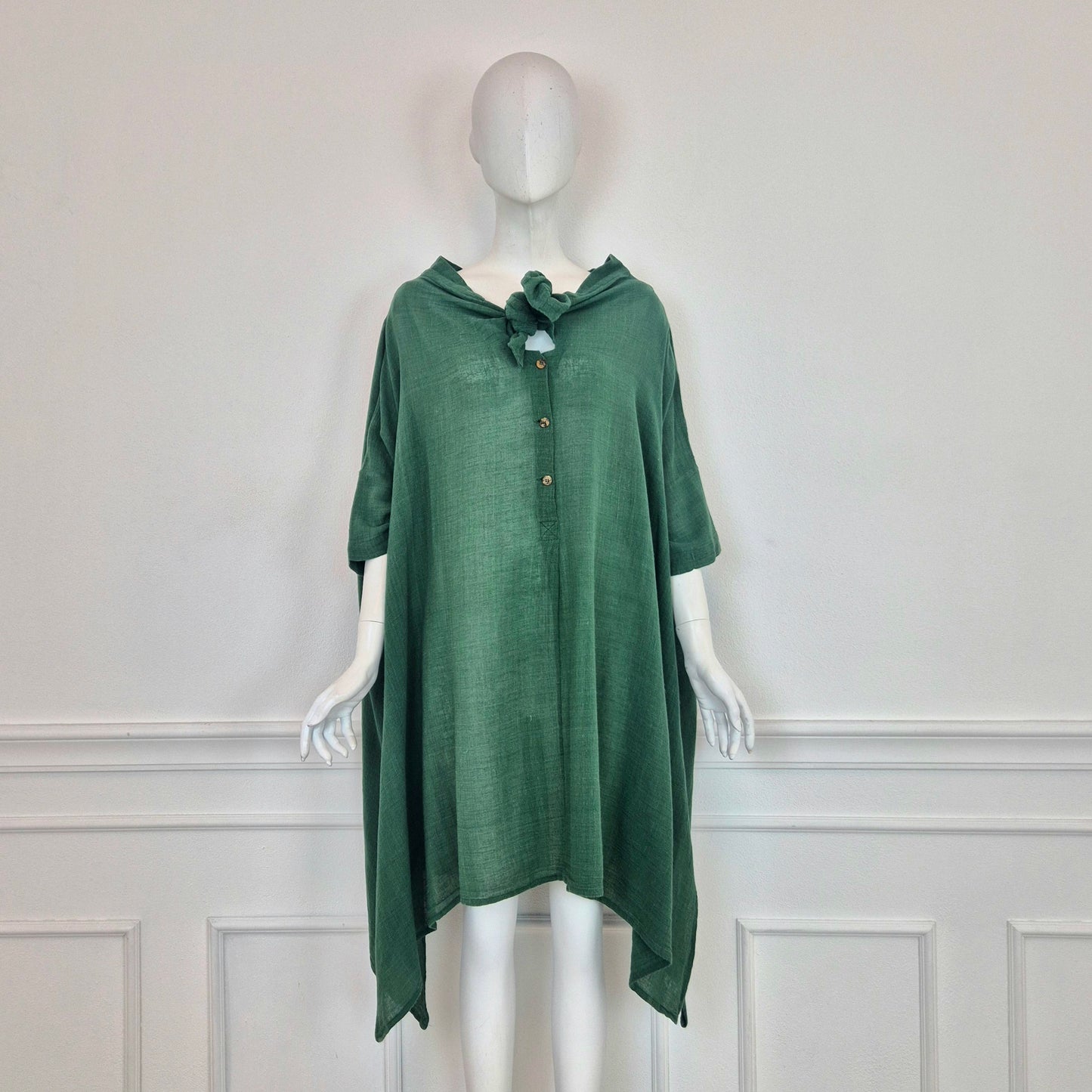 Romeo Gigli | Abito verde oversize cotone garzato