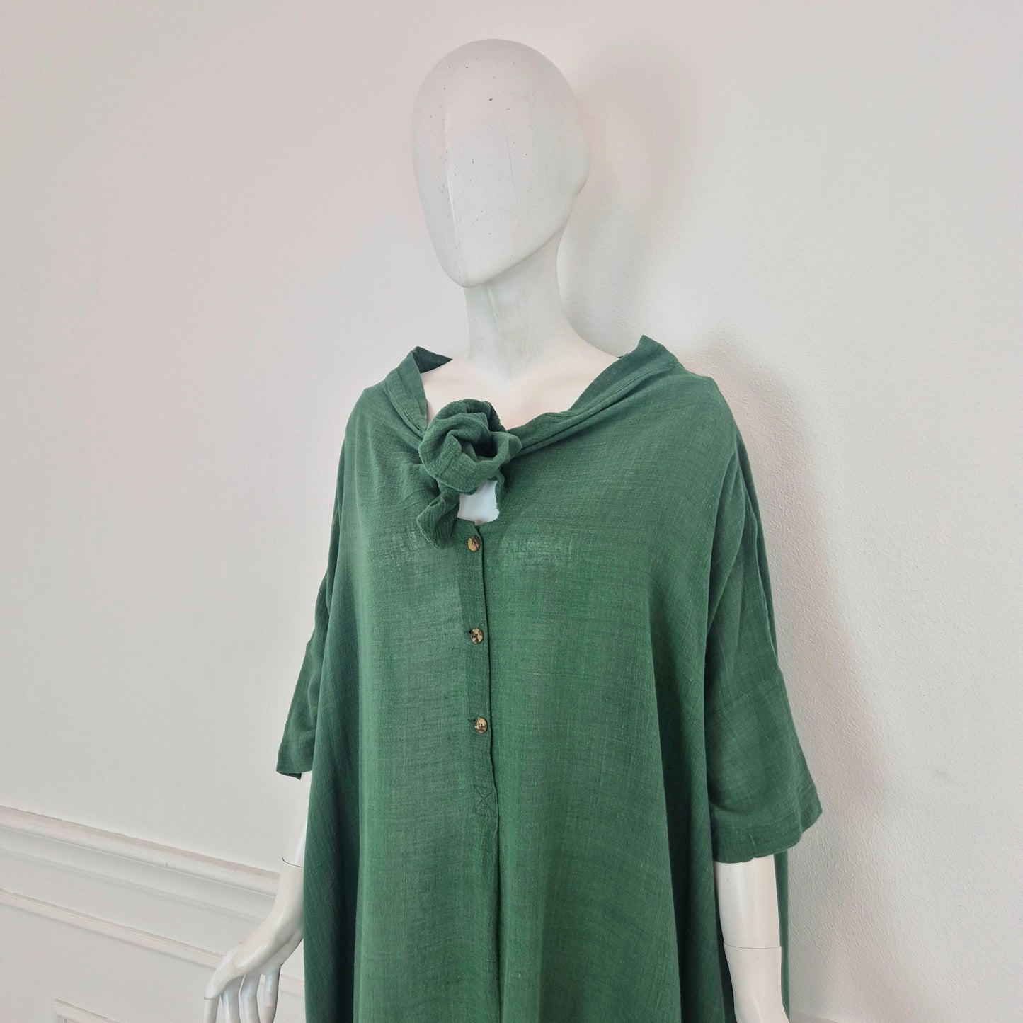 Romeo Gigli | Abito verde oversize cotone garzato