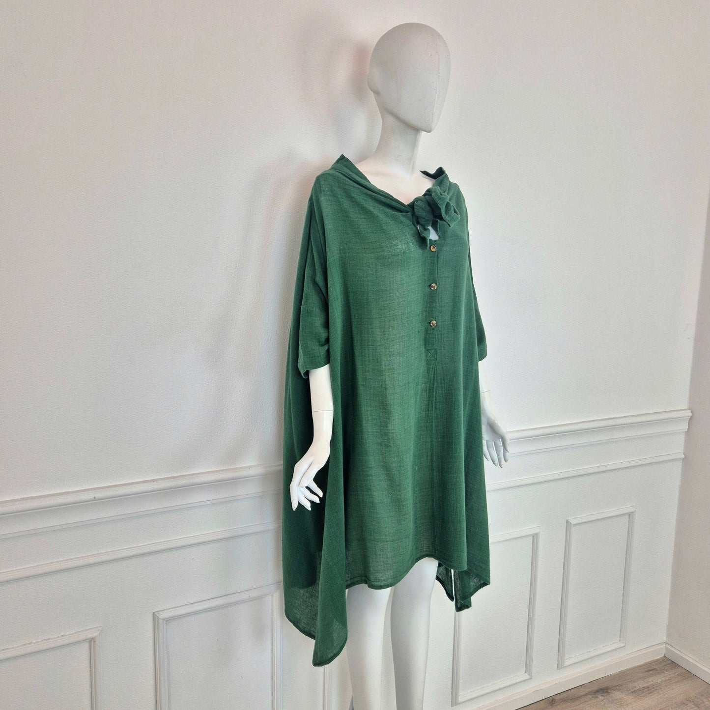 Romeo Gigli | Abito verde oversize cotone garzato