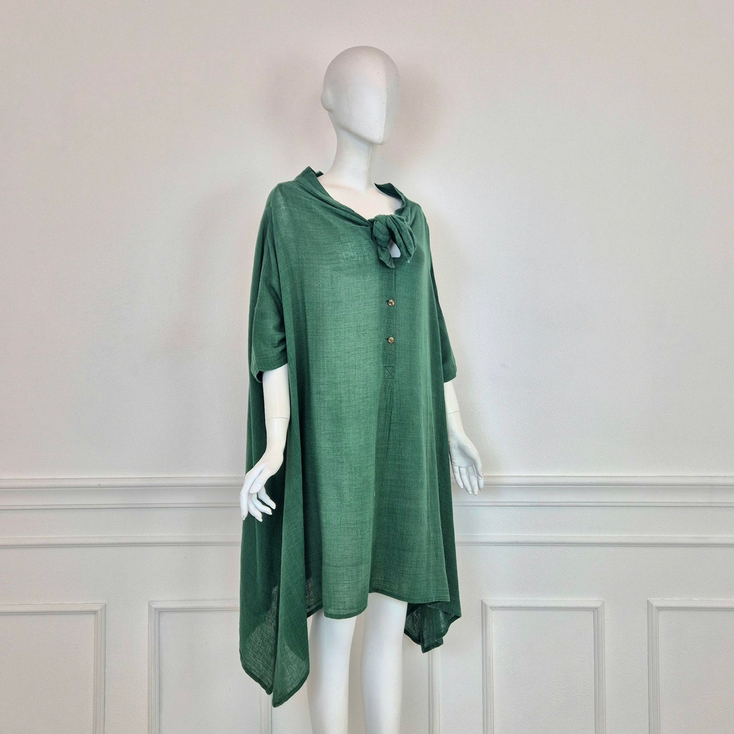 Romeo Gigli | Abito verde oversize cotone garzato