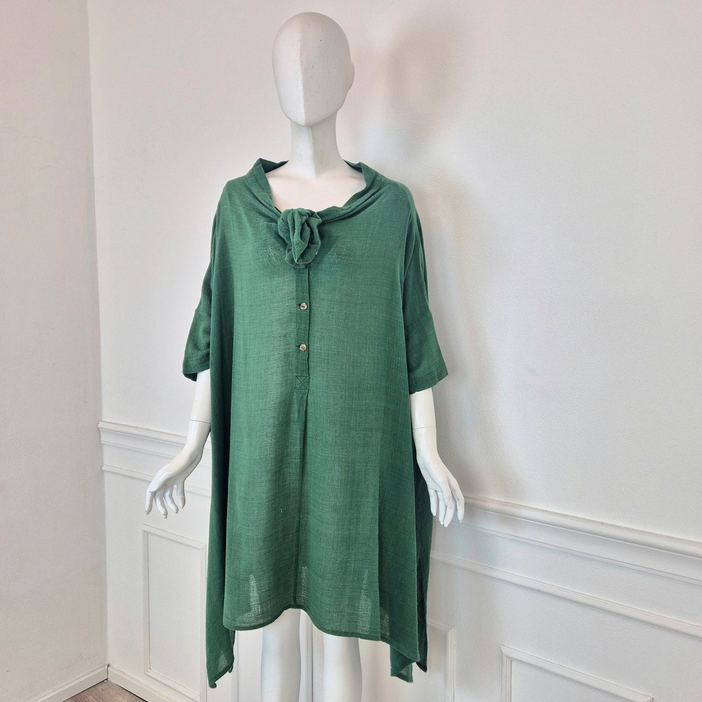 Romeo Gigli | Abito verde oversize cotone garzato