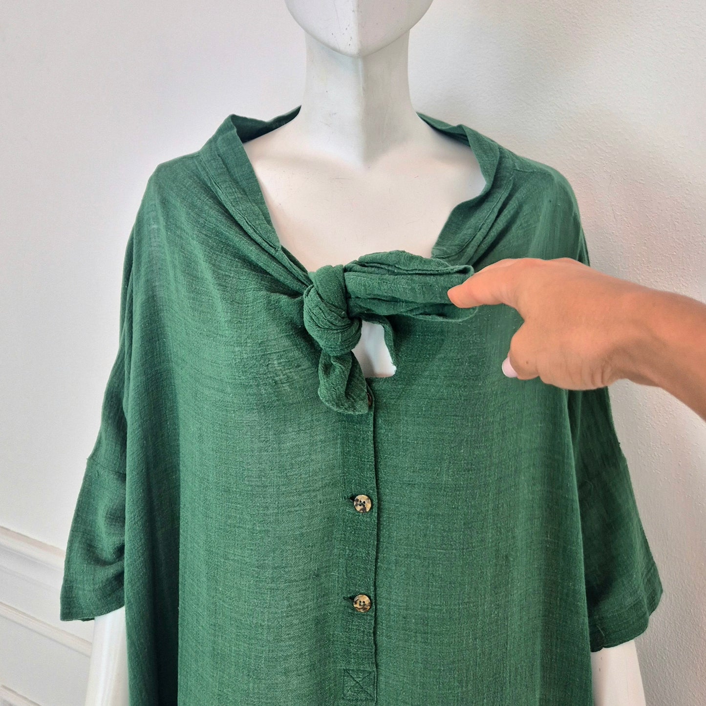 Romeo Gigli | Abito verde oversize cotone garzato