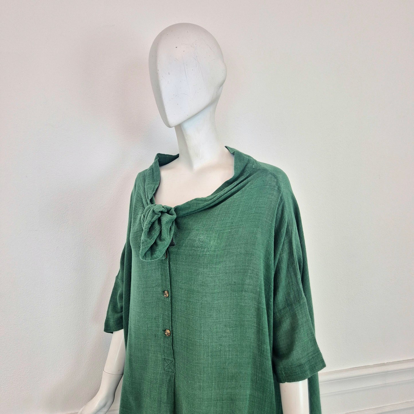 Romeo Gigli | Abito verde oversize cotone garzato