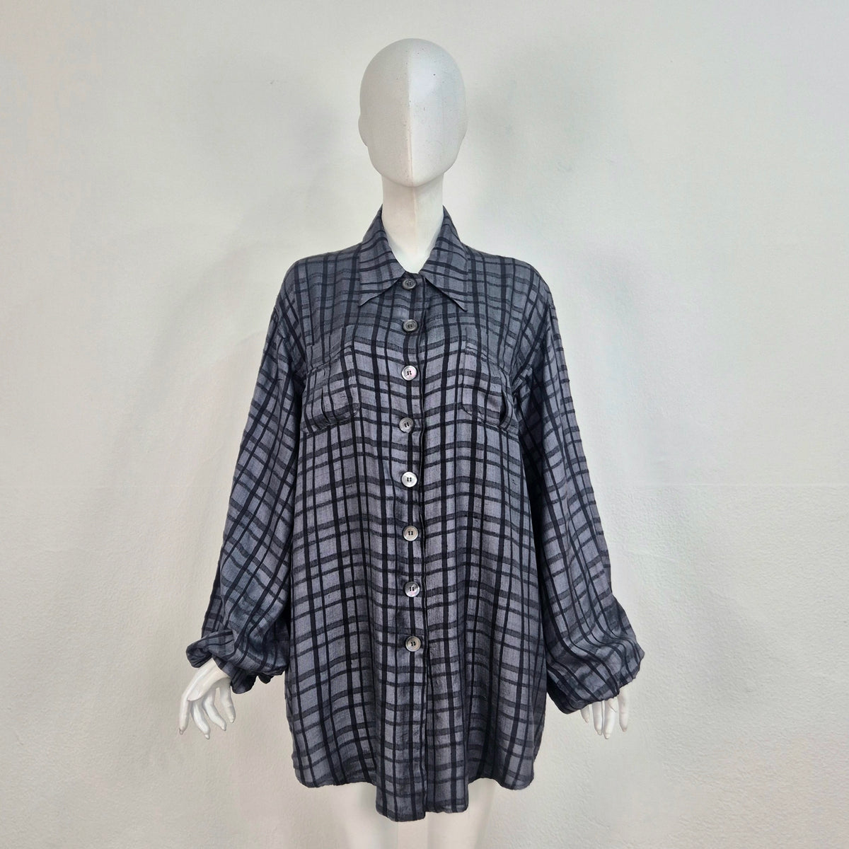 Romeo Gigli | Camicia seta grezza quadri 1995