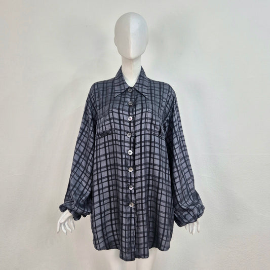 Romeo Gigli | Camicia seta grezza quadri 1995