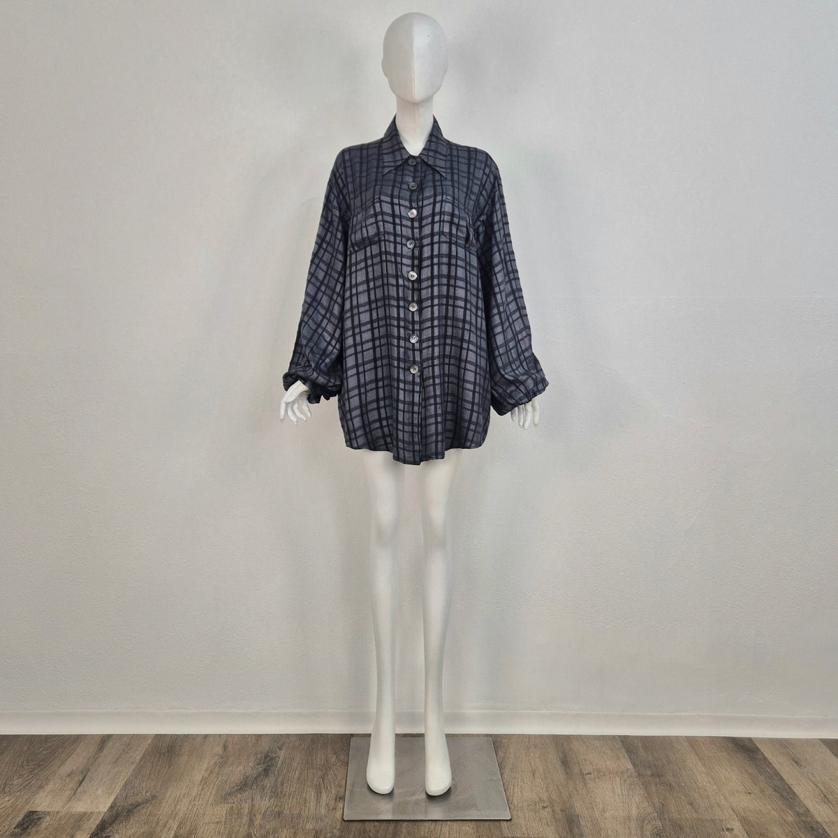 Romeo Gigli | Camicia seta grezza quadri 1995