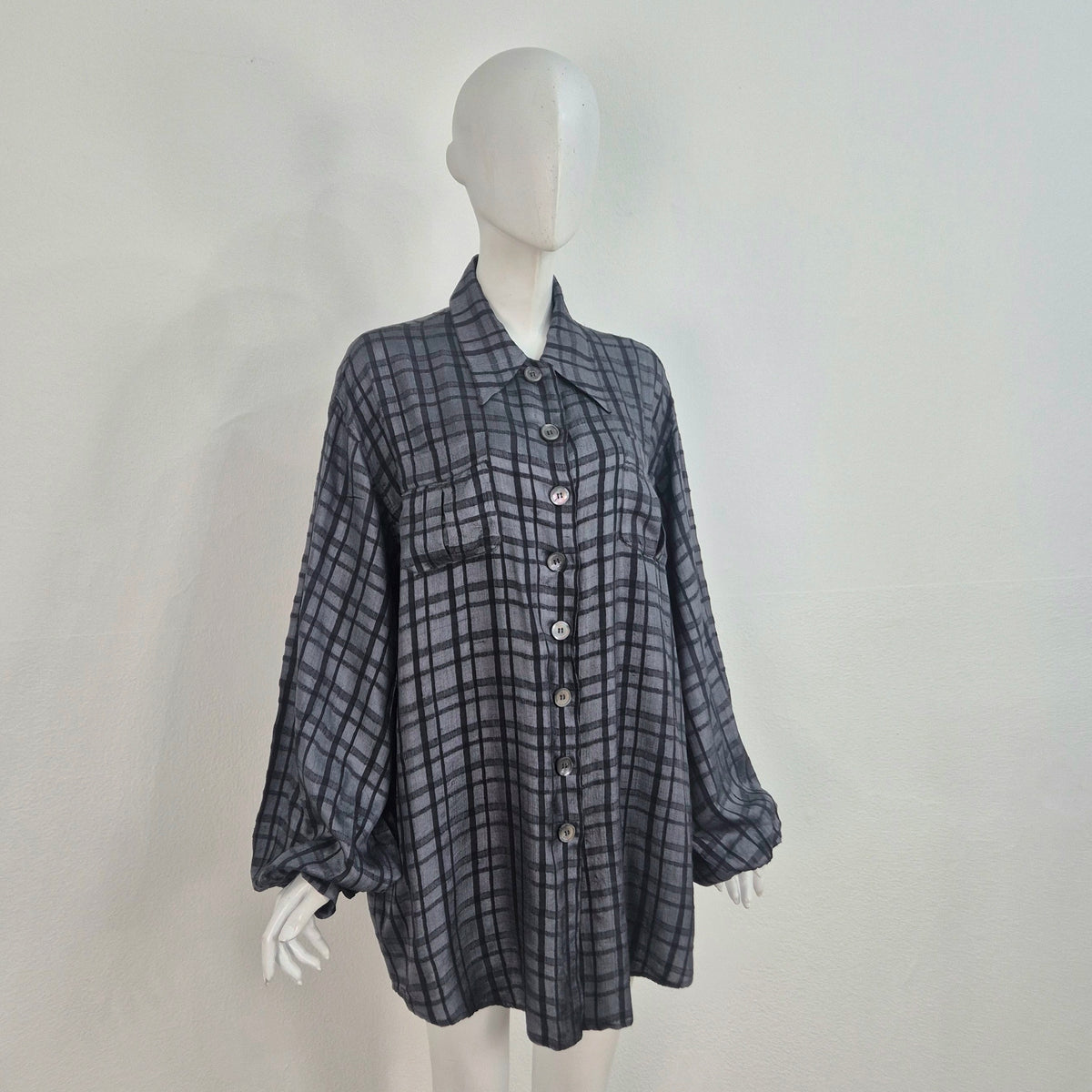 Romeo Gigli | Camicia seta grezza quadri 1995