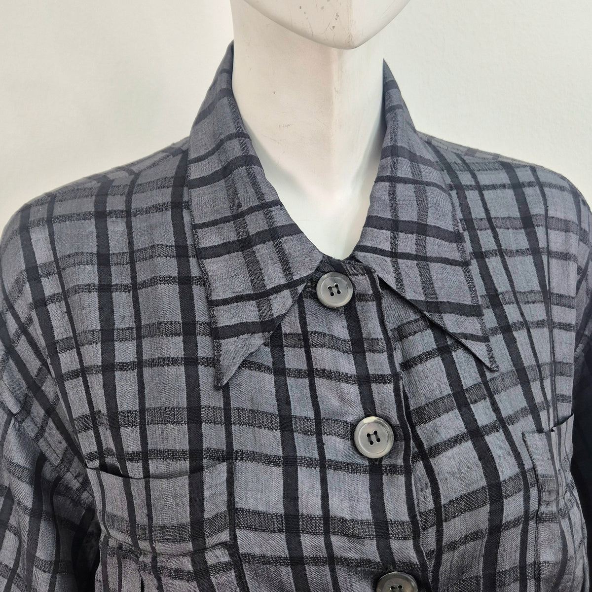 Romeo Gigli | Camicia seta grezza quadri 1995