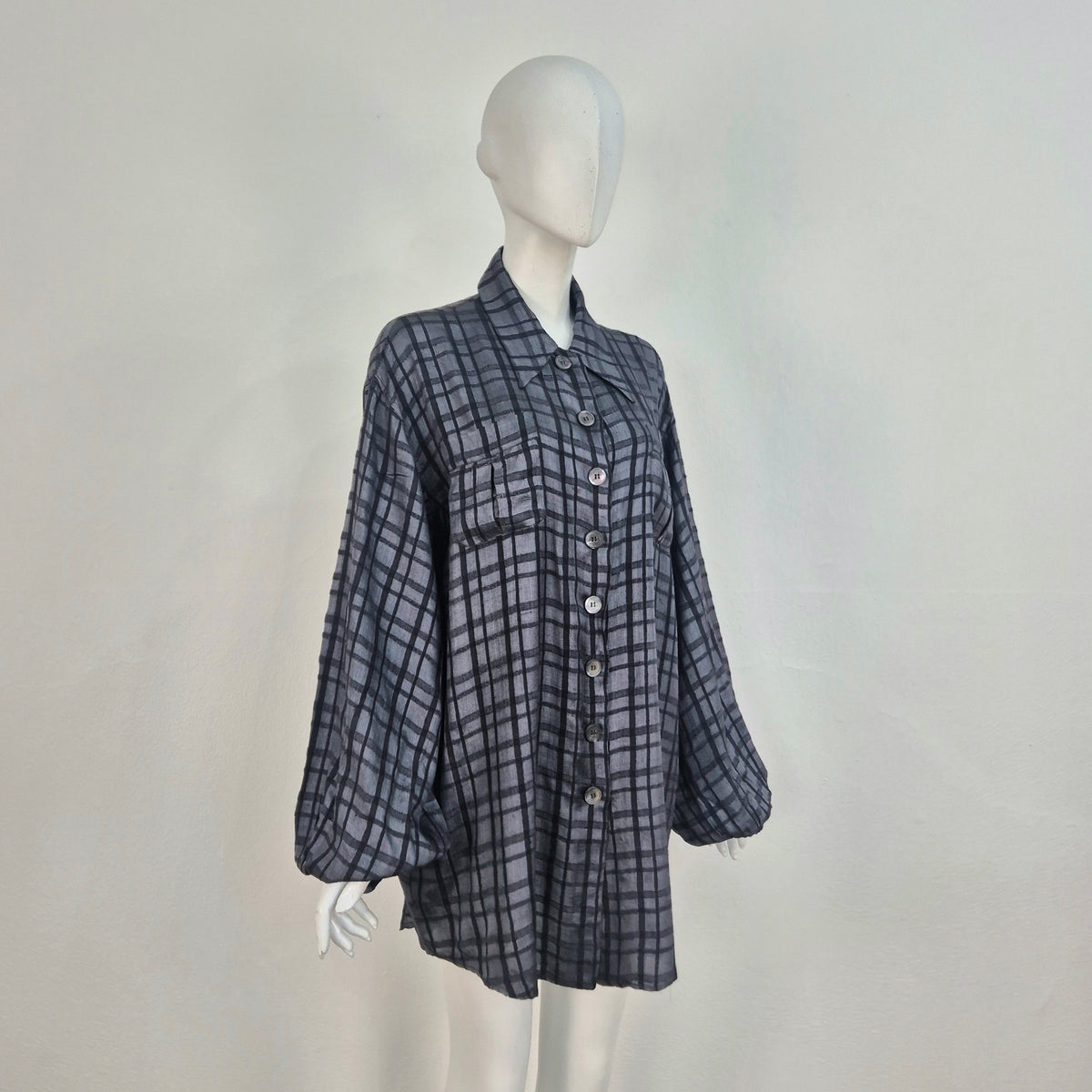 Romeo Gigli | Camicia seta grezza quadri 1995