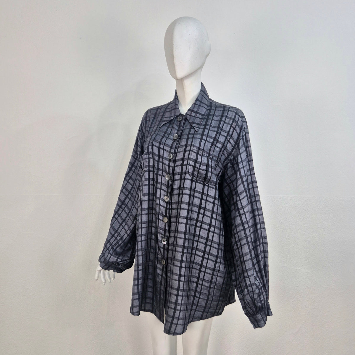 Romeo Gigli | Camicia seta grezza quadri 1995