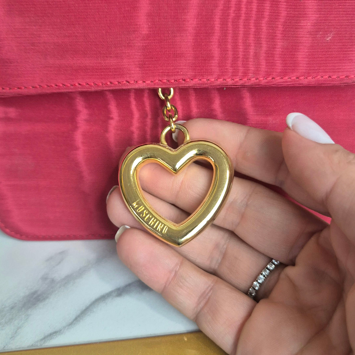 Moschino | Micro bag seta rossa devoré