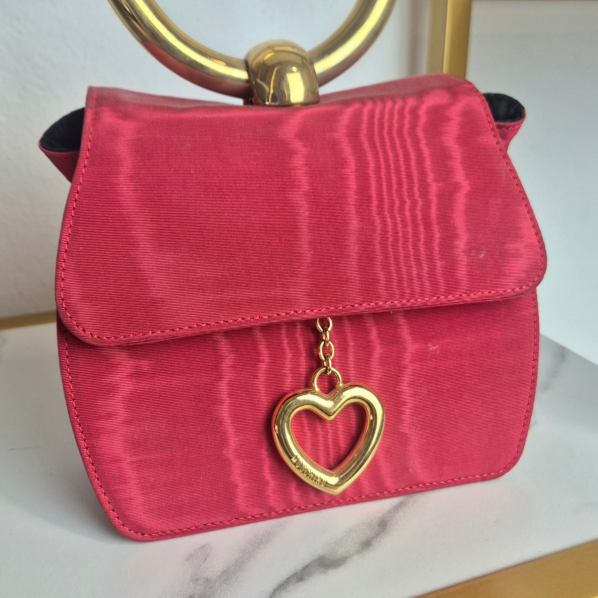 Moschino | Micro bag seta rossa devoré