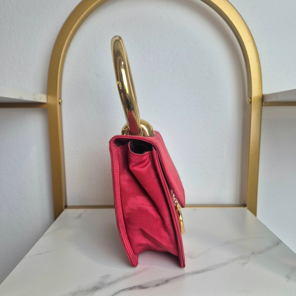 Moschino | Micro bag seta rossa devoré
