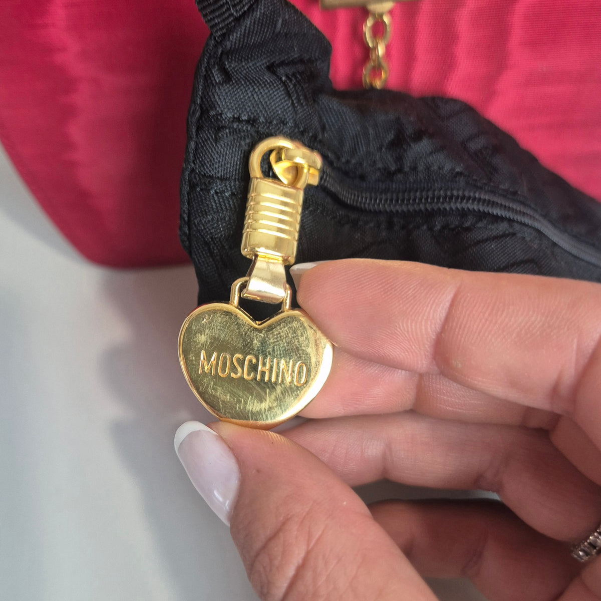 Moschino | Micro bag seta rossa devoré