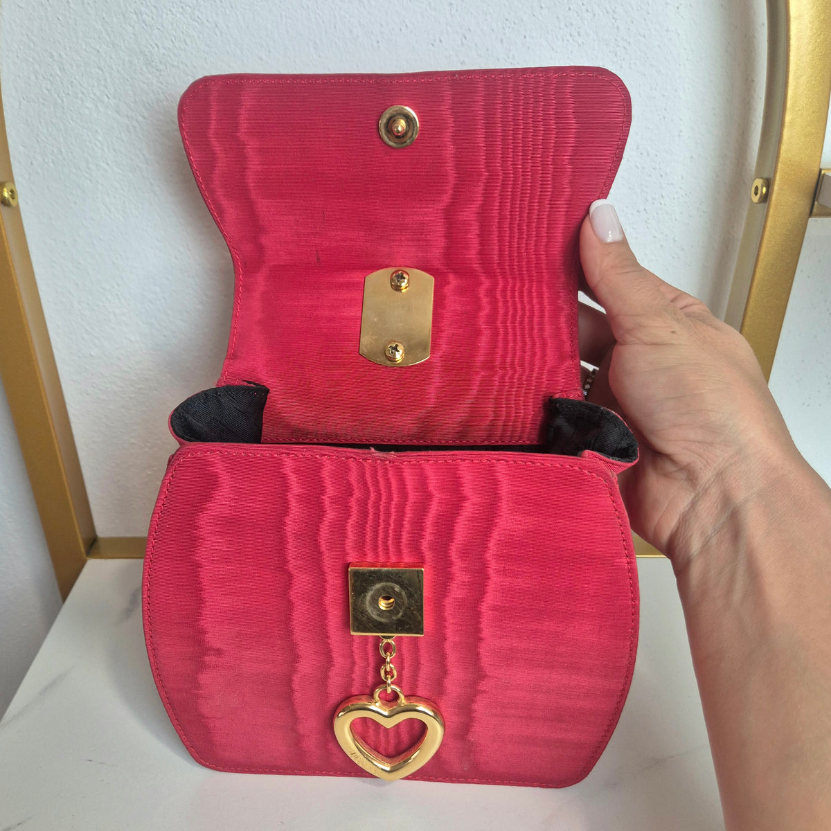 Moschino | Micro bag seta rossa devoré