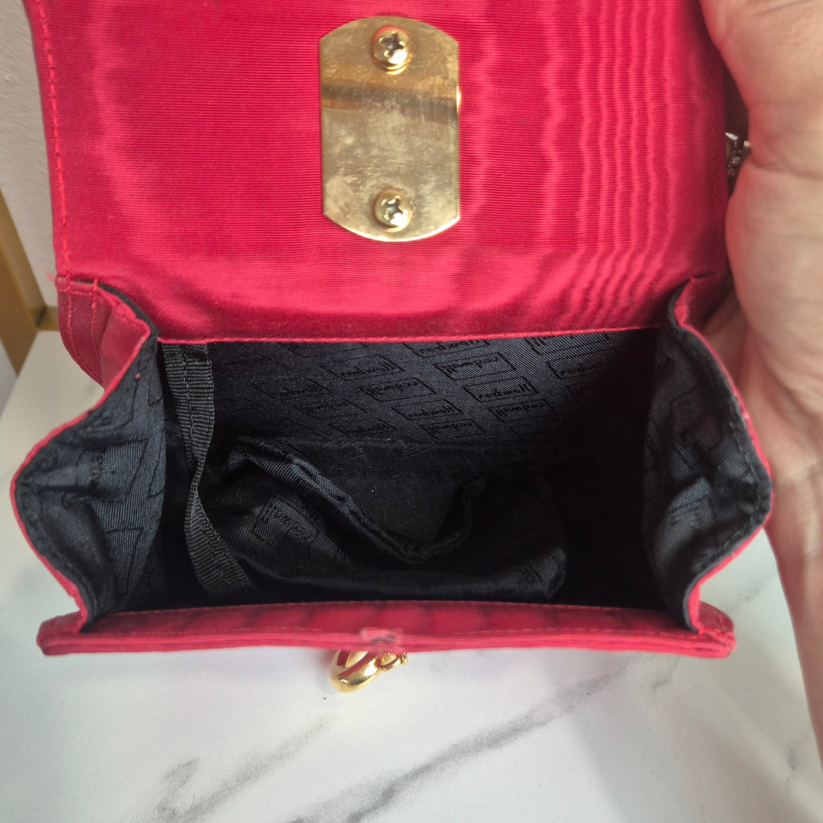 Moschino | Micro bag seta rossa devoré