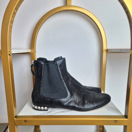 Miu Miu | Chelsea Boots pelle nera cracklè