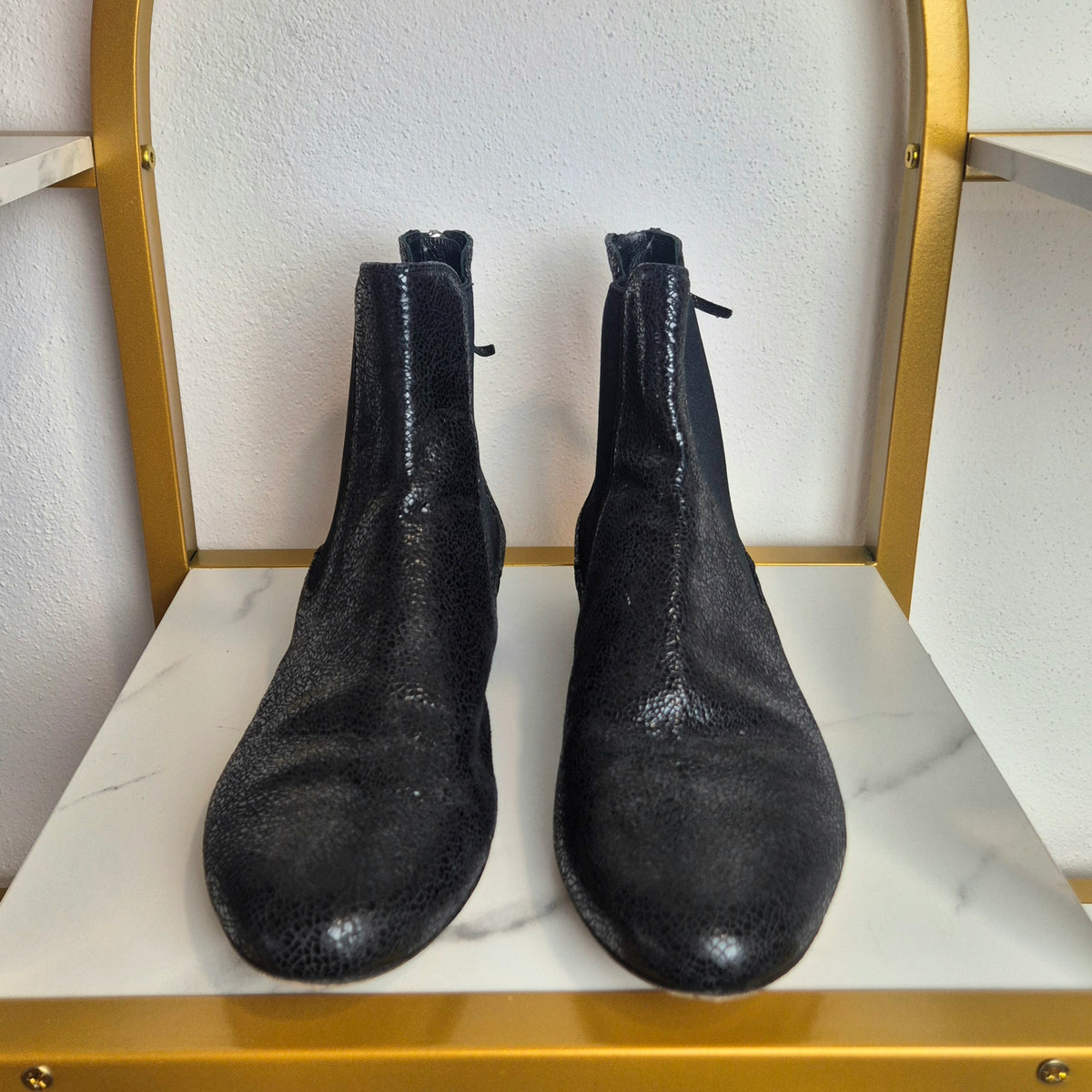 Miu Miu | Chelsea Boots pelle nera cracklè
