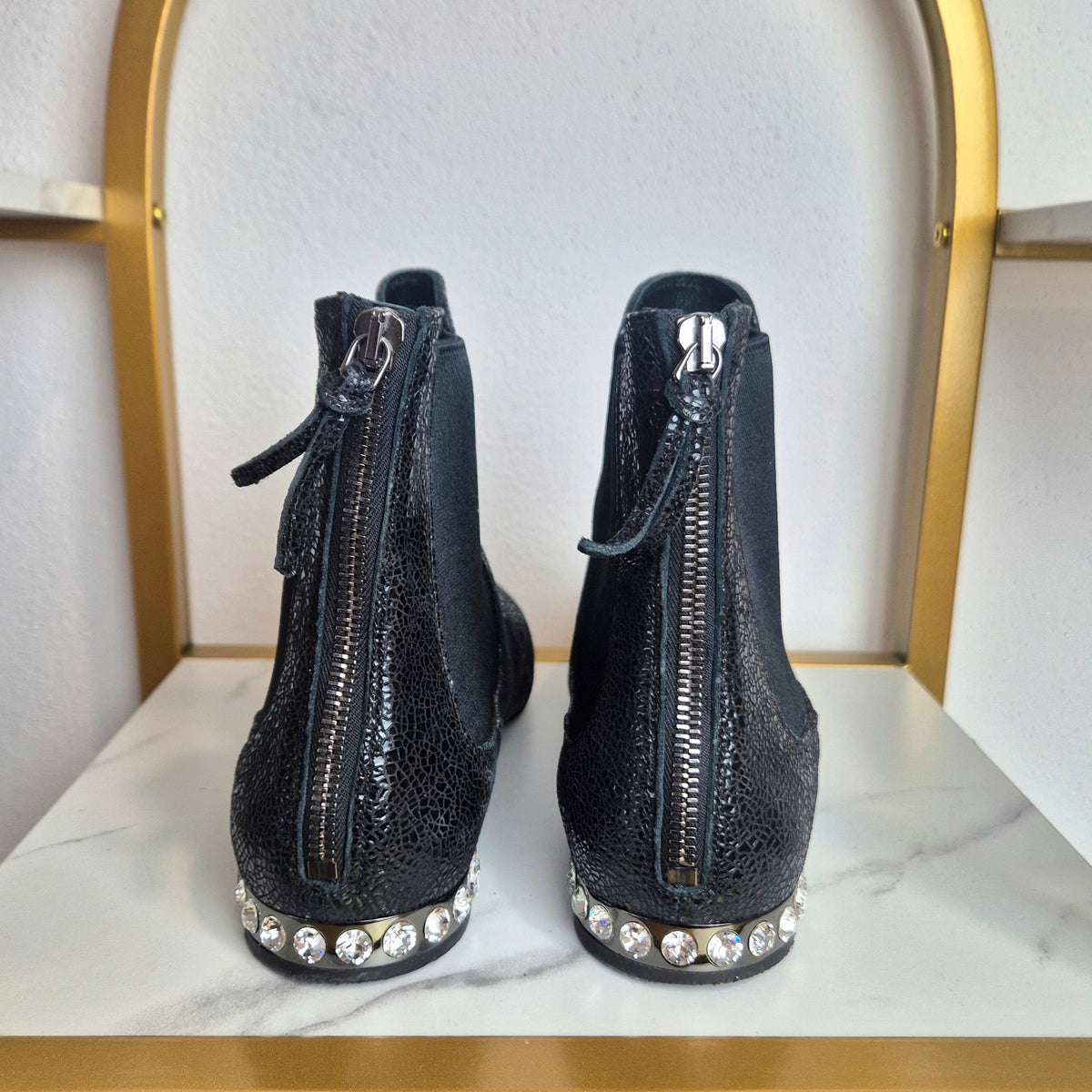 Miu Miu | Chelsea Boots pelle nera cracklè