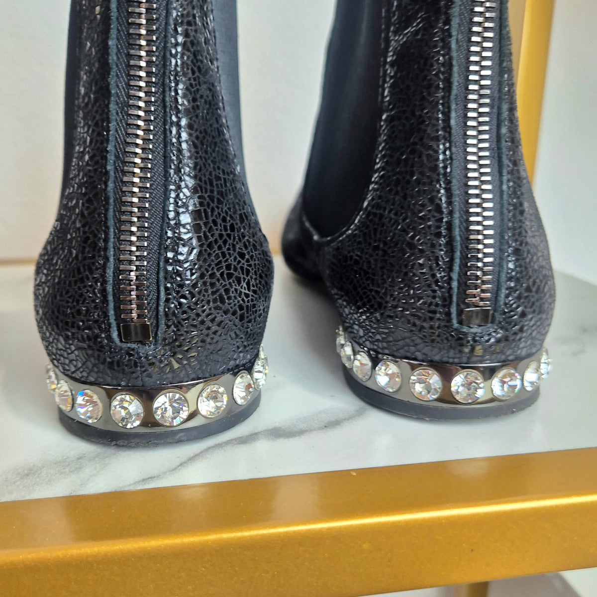 Miu Miu | Chelsea Boots pelle nera cracklè