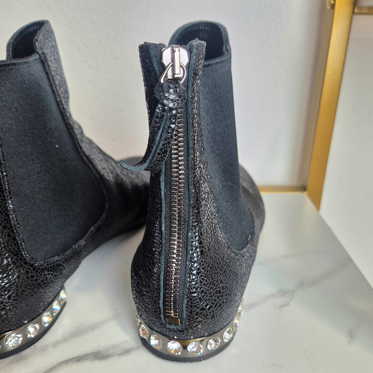 Miu Miu | Chelsea Boots pelle nera cracklè