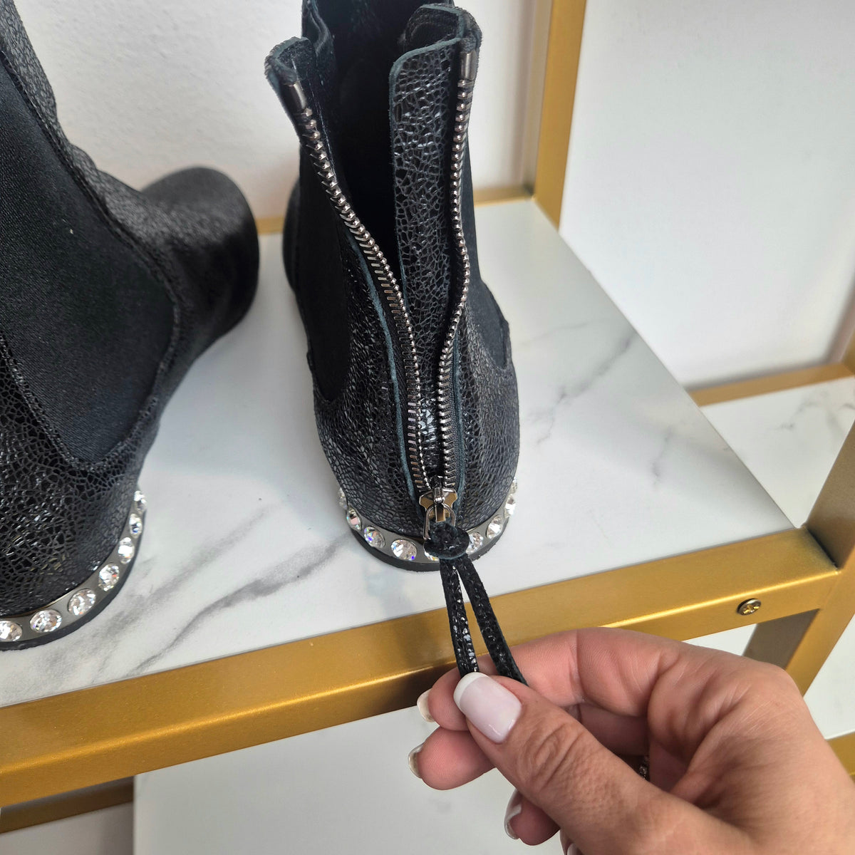 Miu Miu | Chelsea Boots pelle nera cracklè