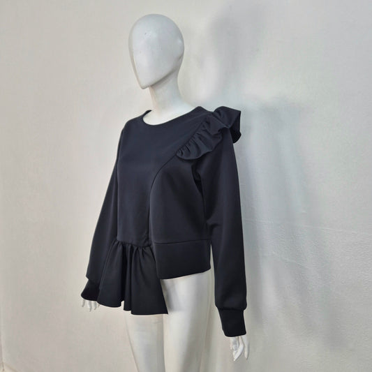 MM6 Maison Margiela | Felpa nera con volant