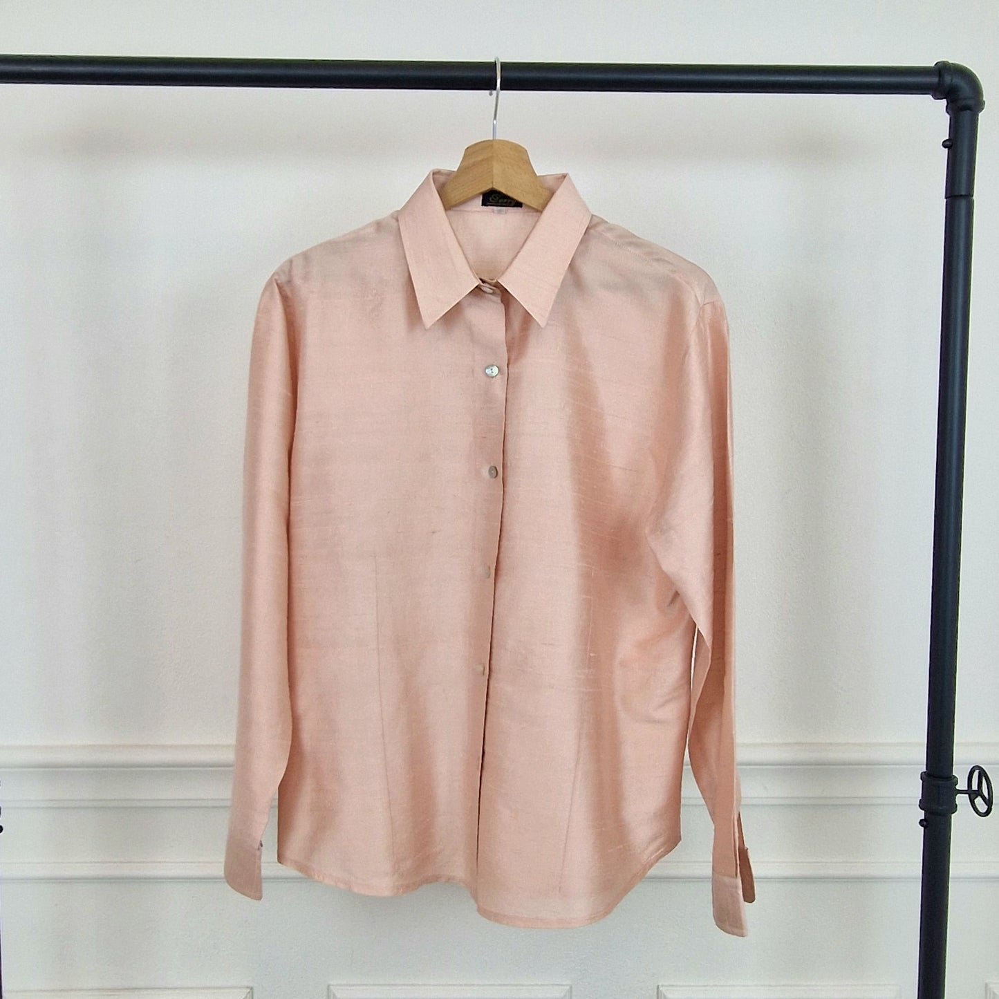 Camicia vintage shantung di seta rosa