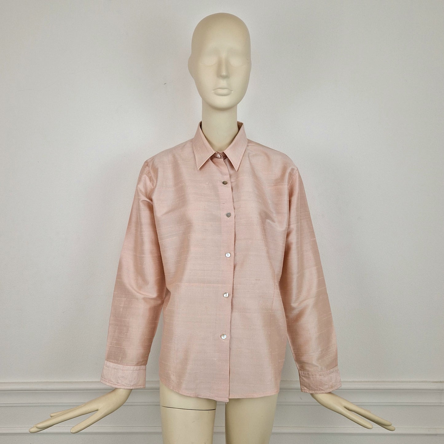 Camicia vintage shantung di seta rosa