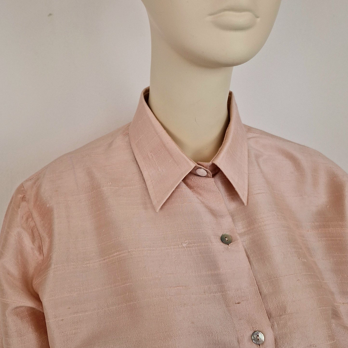 Camicia vintage shantung di seta rosa