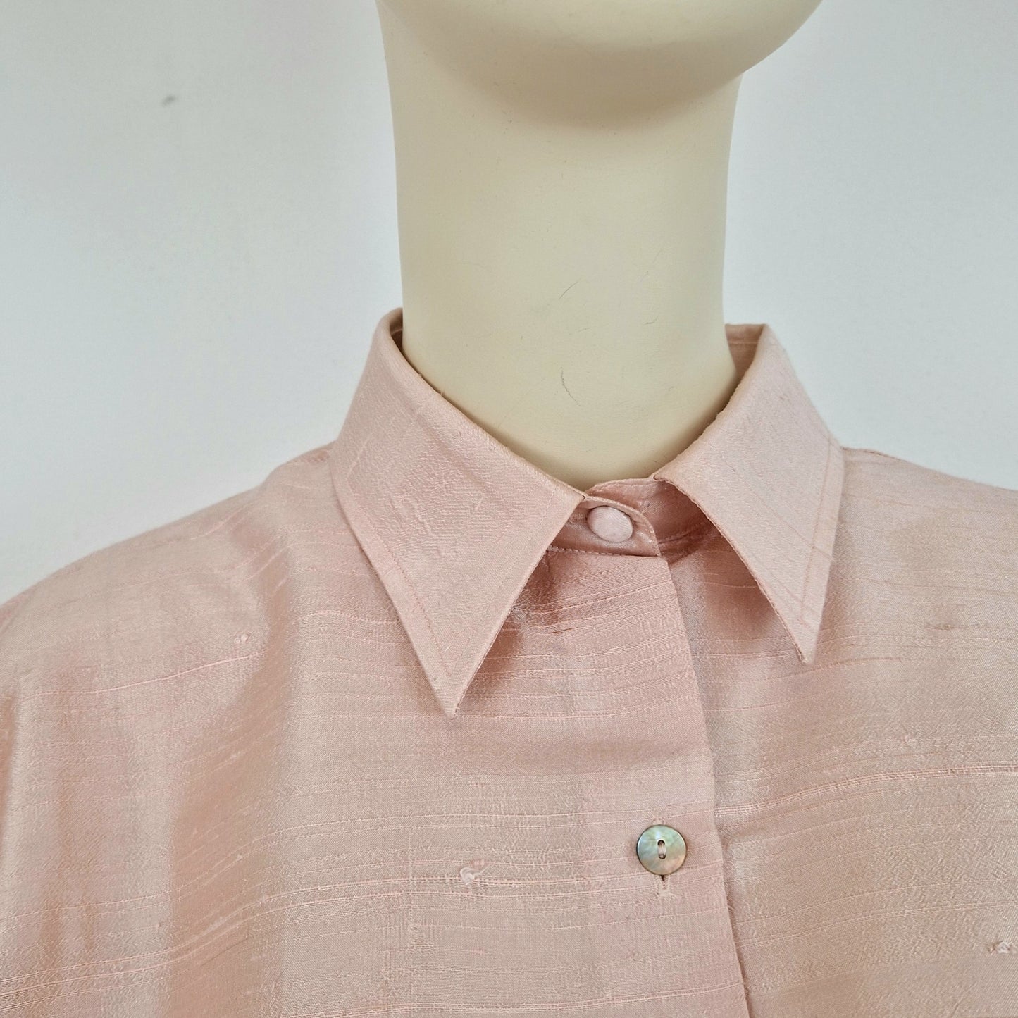 Camicia vintage shantung di seta rosa