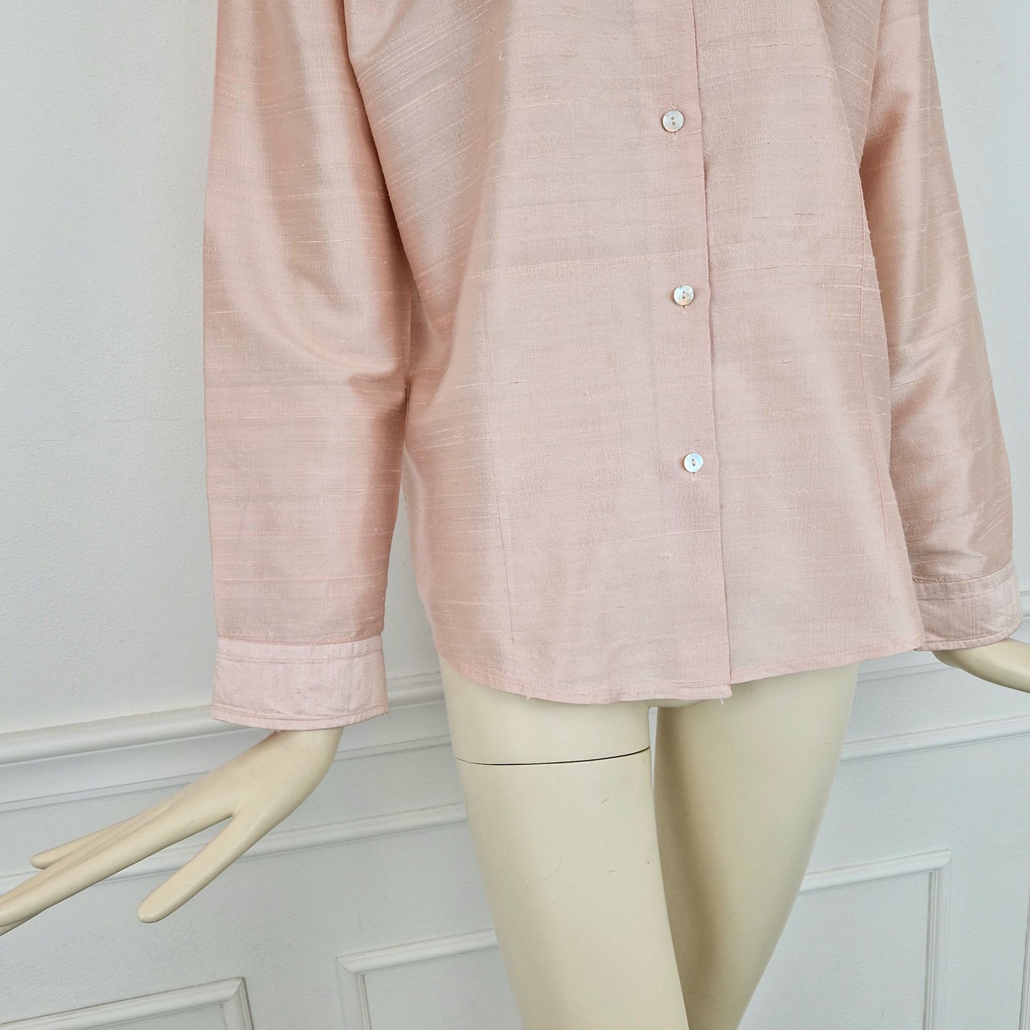 Camicia vintage shantung di seta rosa