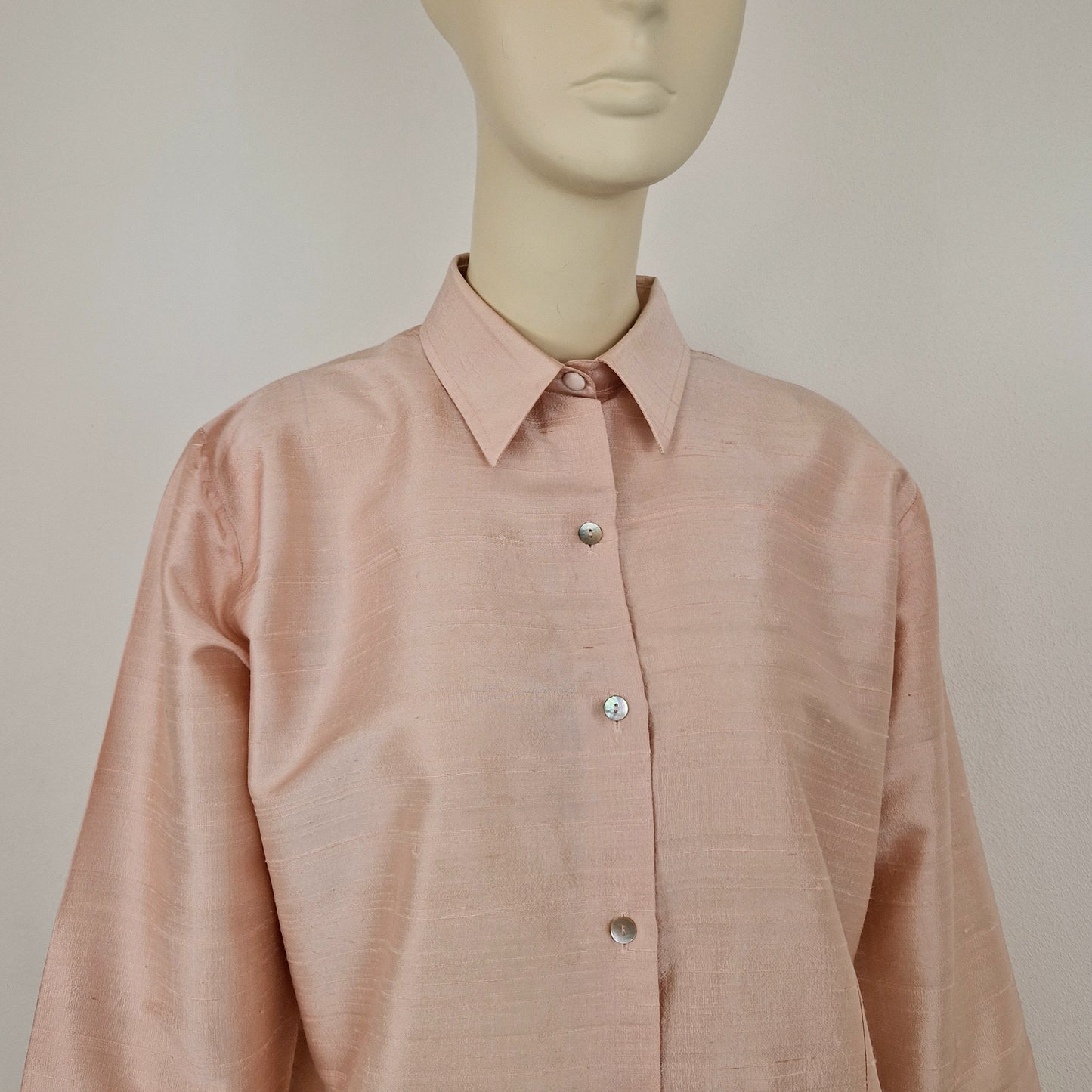 Camicia vintage shantung di seta rosa