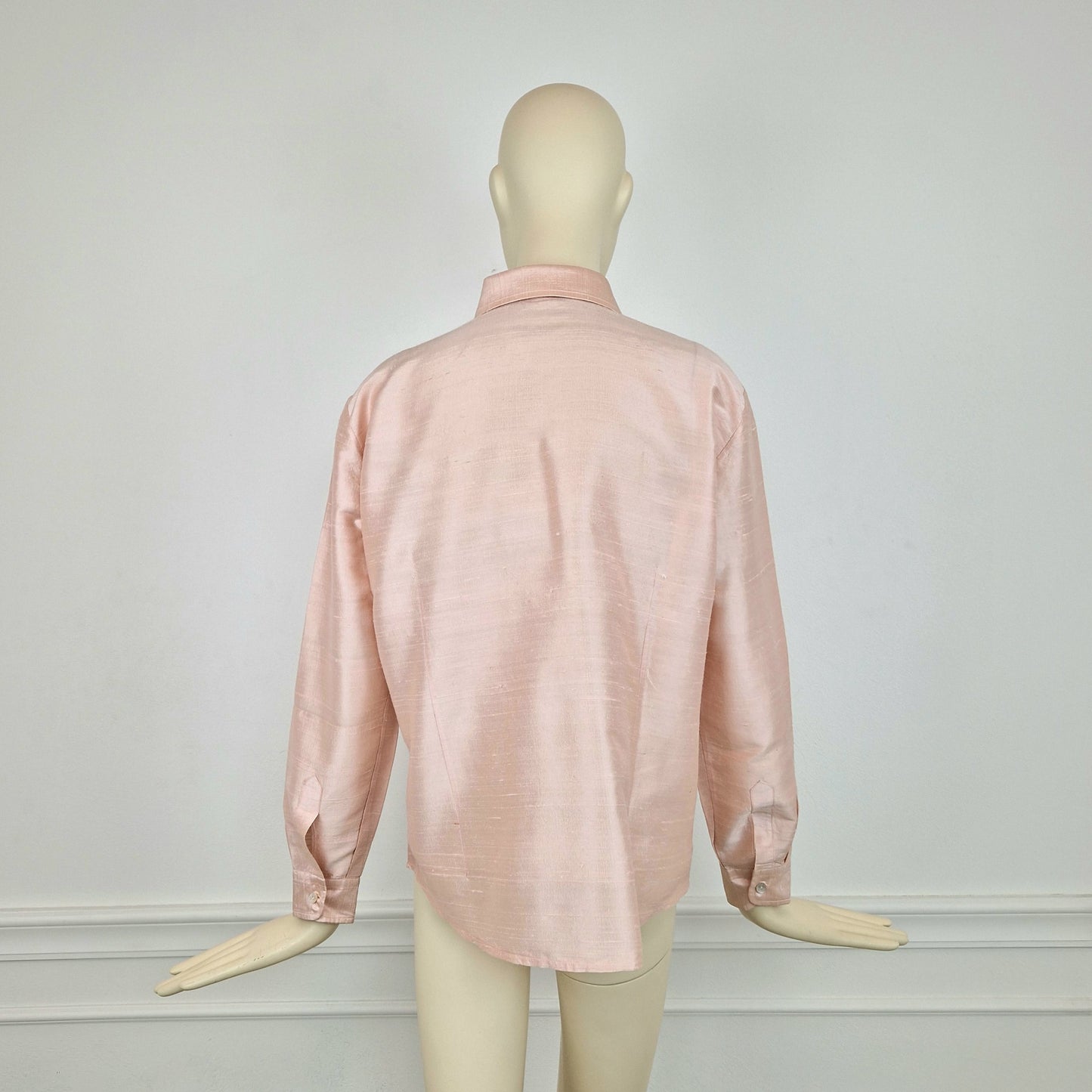 Camicia vintage shantung di seta rosa