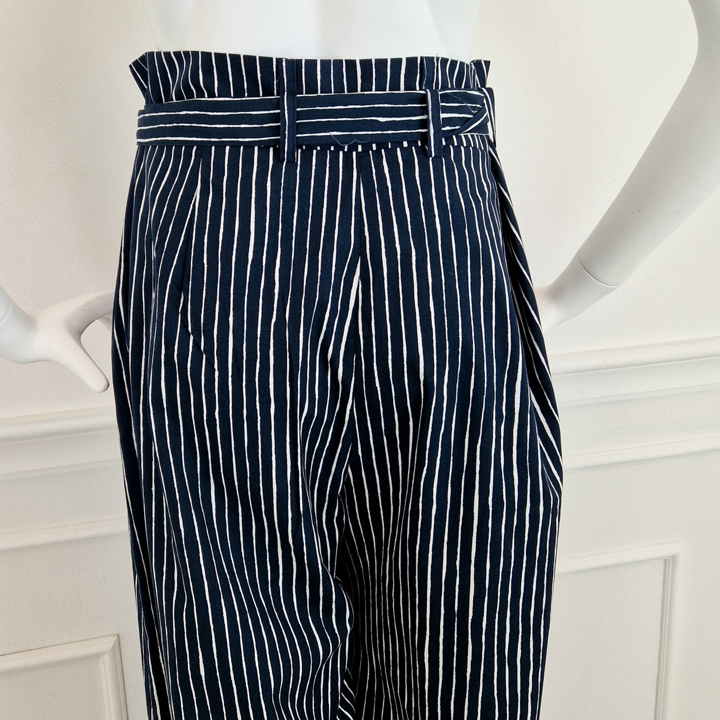 Pantaloni Marimekko blu righe bianche