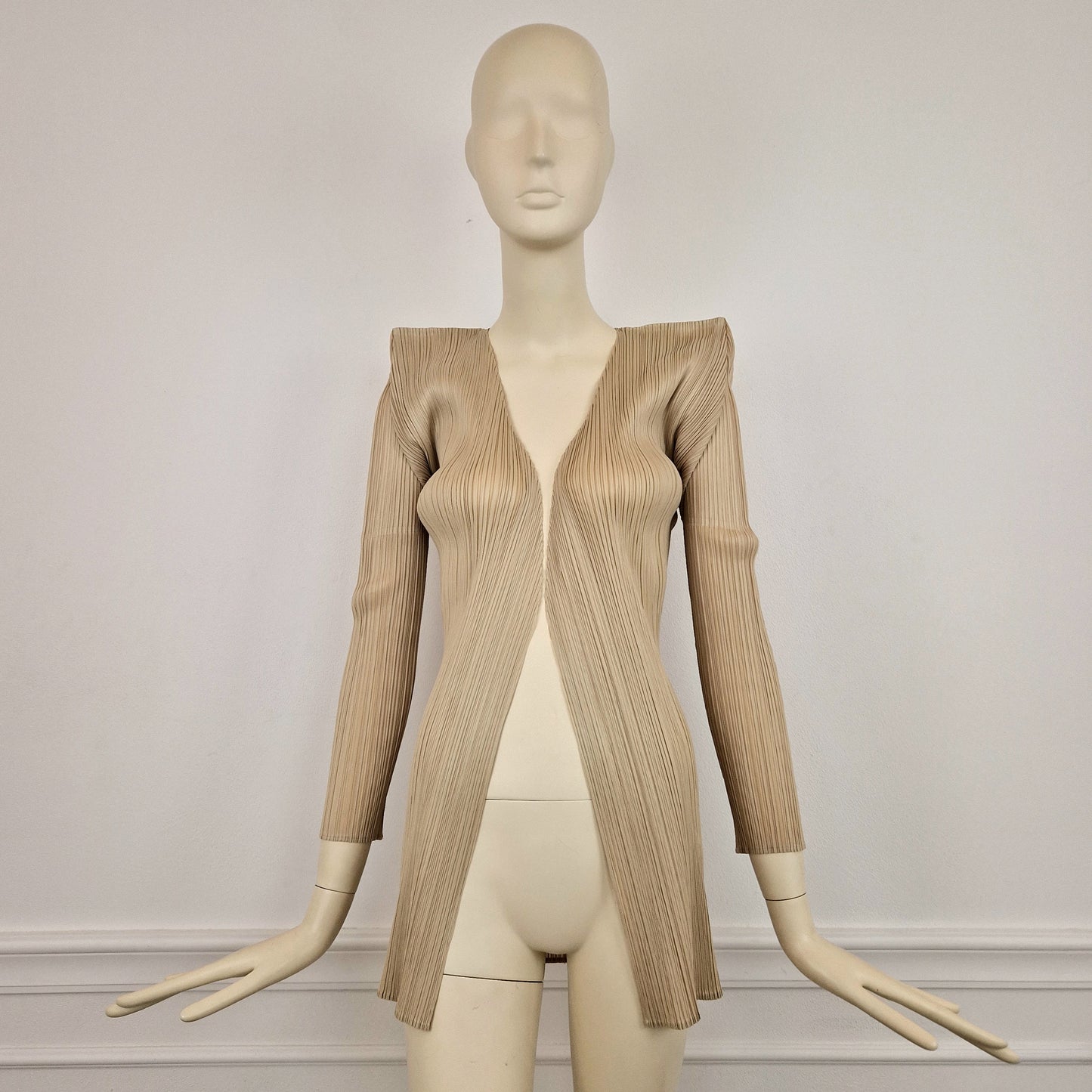 Cardigan - giacca senza chiusure Pleats Please Issey Miyake beige