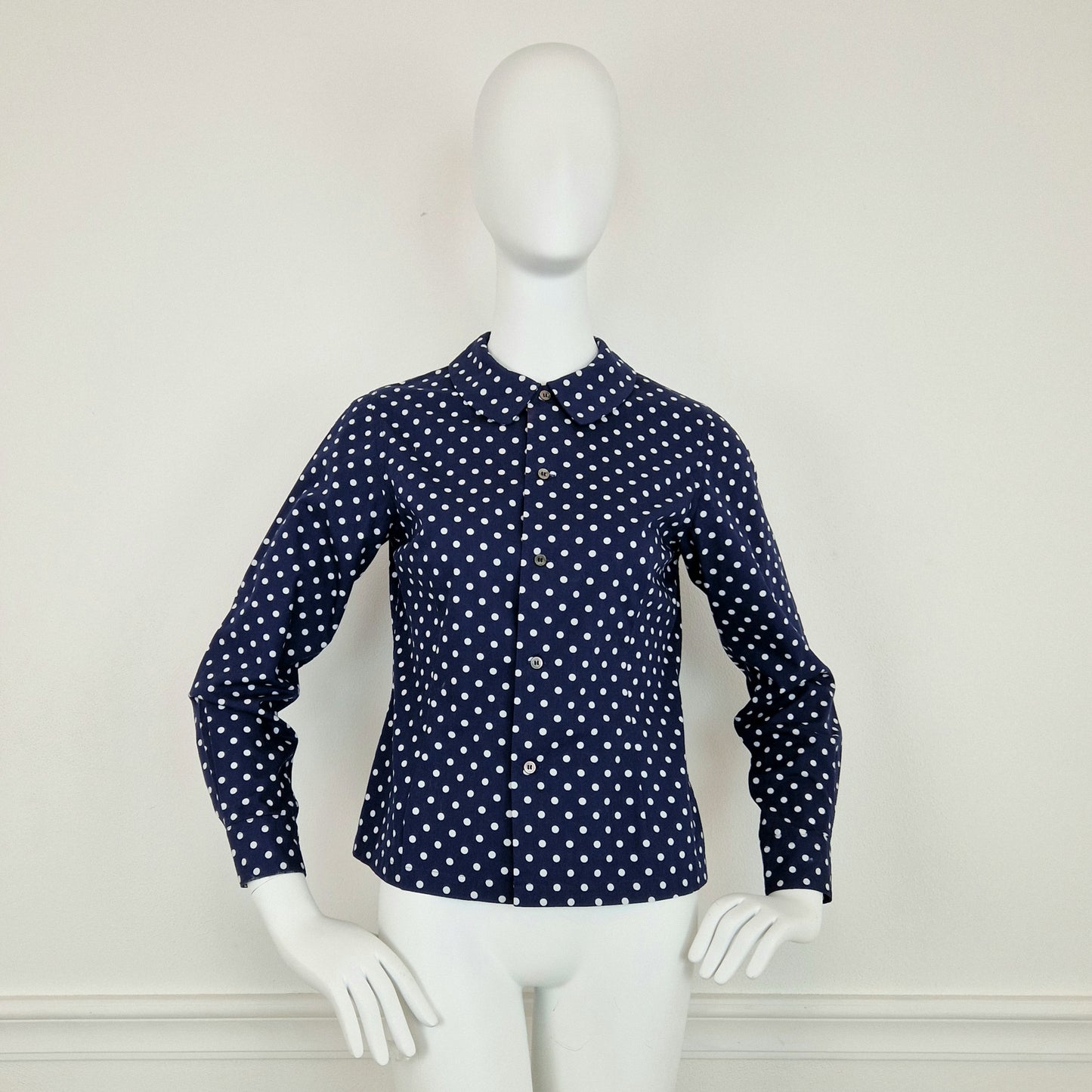 Camicia Comme Des Garçons blu pois bianchi