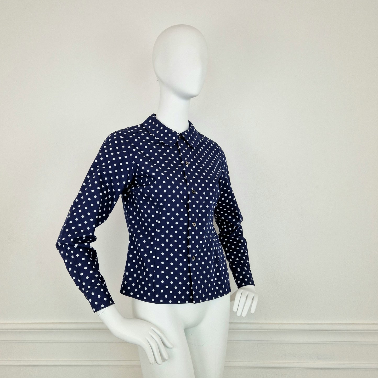 Camicia Comme Des Garçons blu pois bianchi