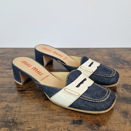 Sabot vintage Miu Miu denim e vernice