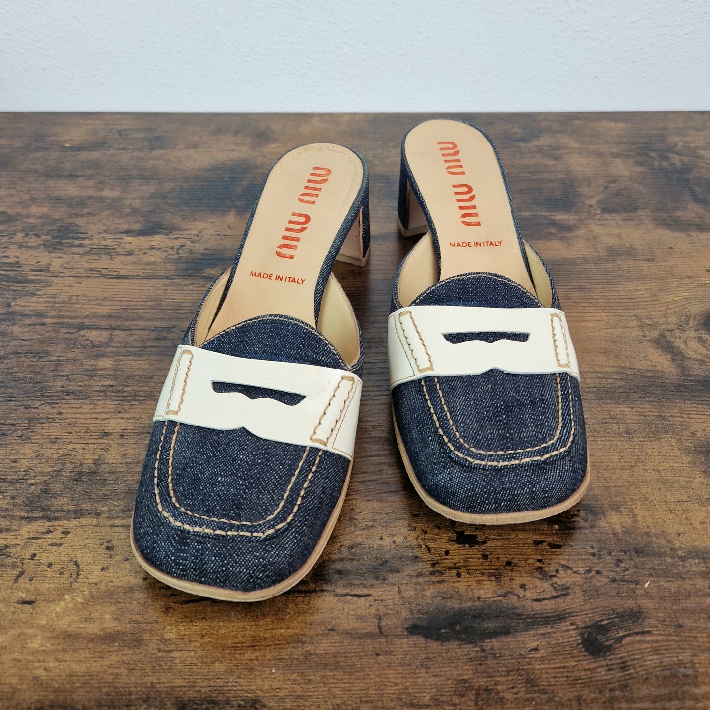 Sabot vintage Miu Miu denim e vernice