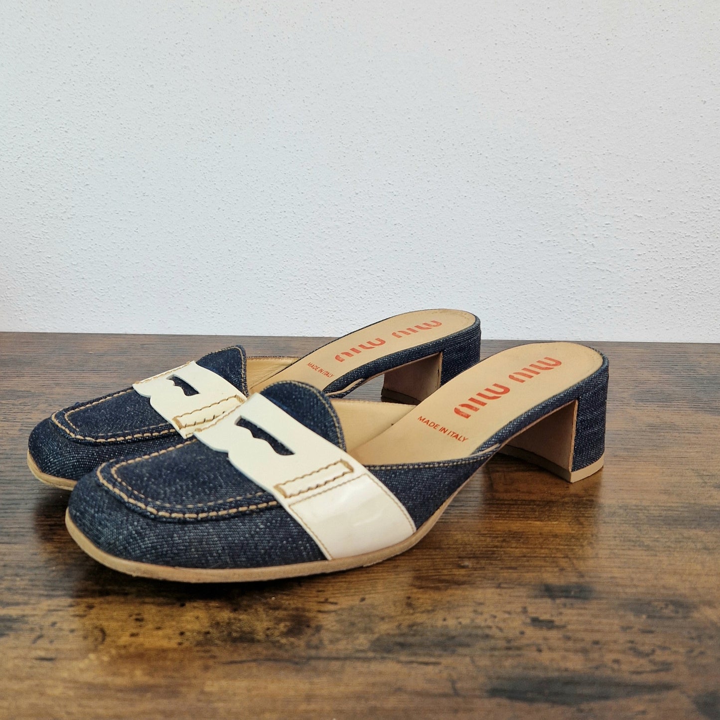 Sabot vintage Miu Miu denim e vernice