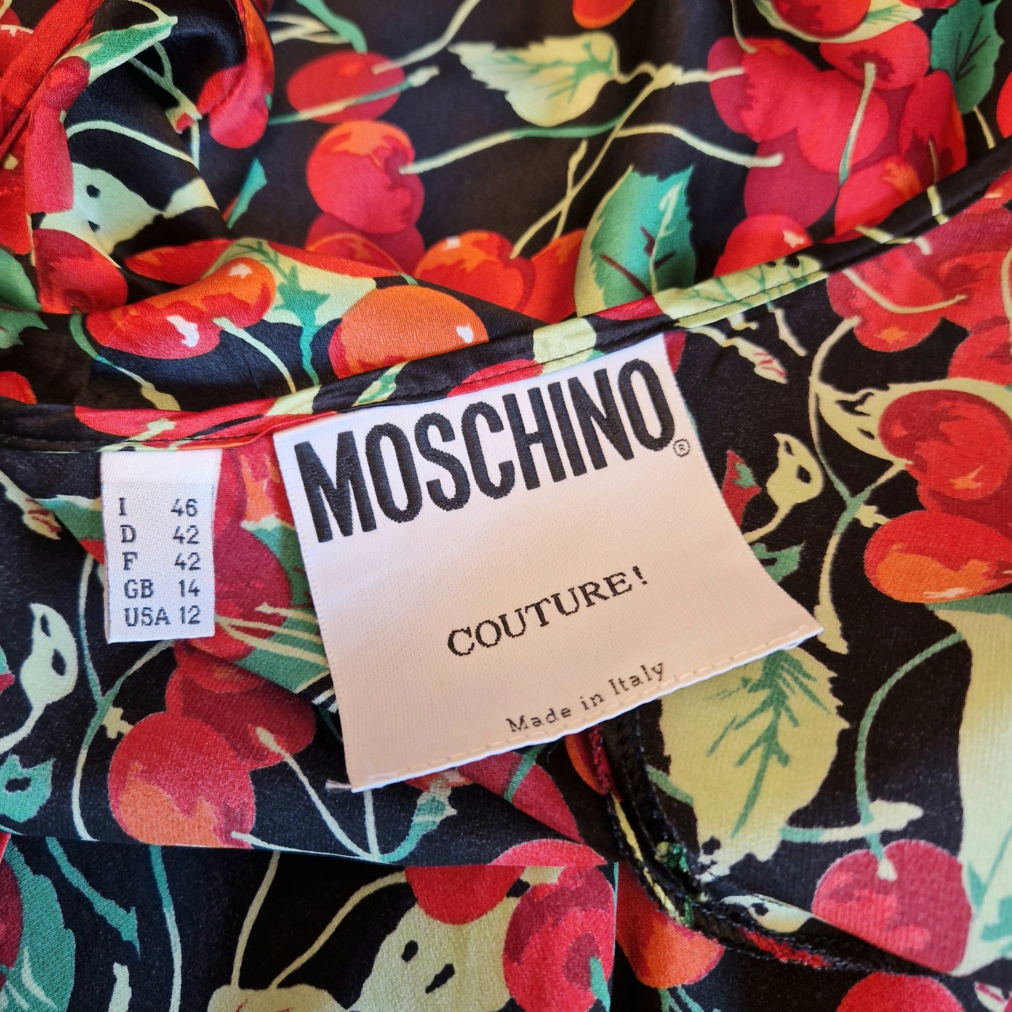 Gonna Moschino couture ciliegie pura seta