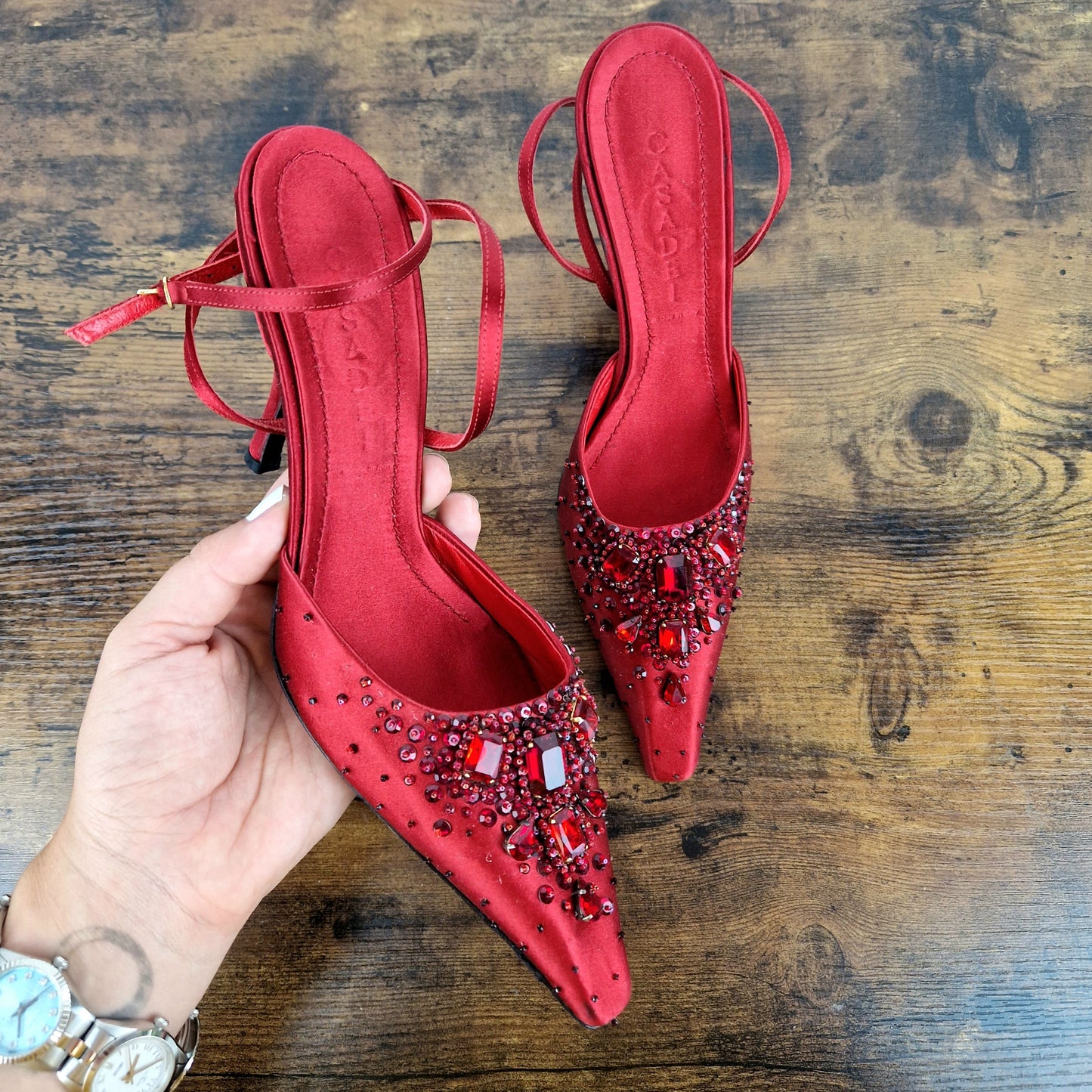 Sabot Casadei raso rosso