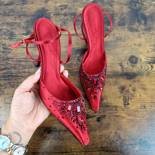 Sabot Casadei raso rosso