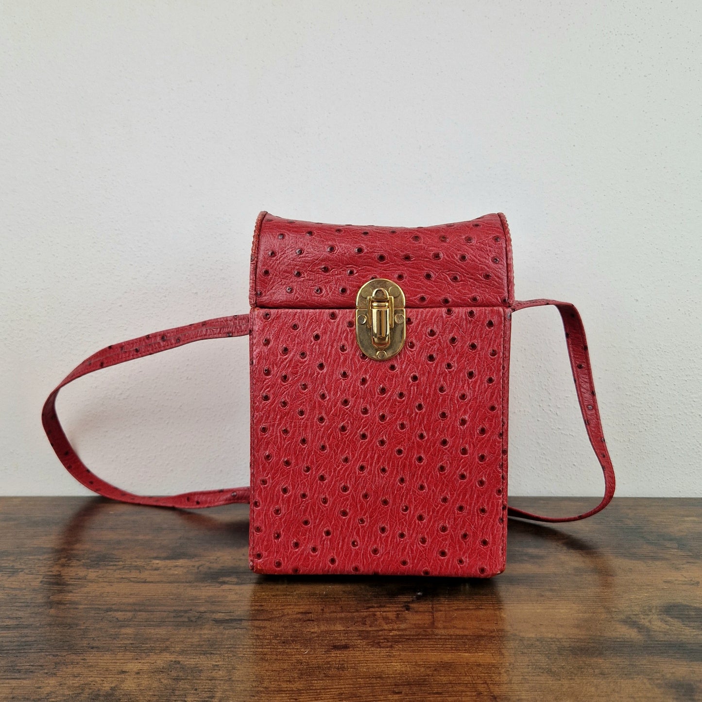 Borsa scrigno pelle rossa