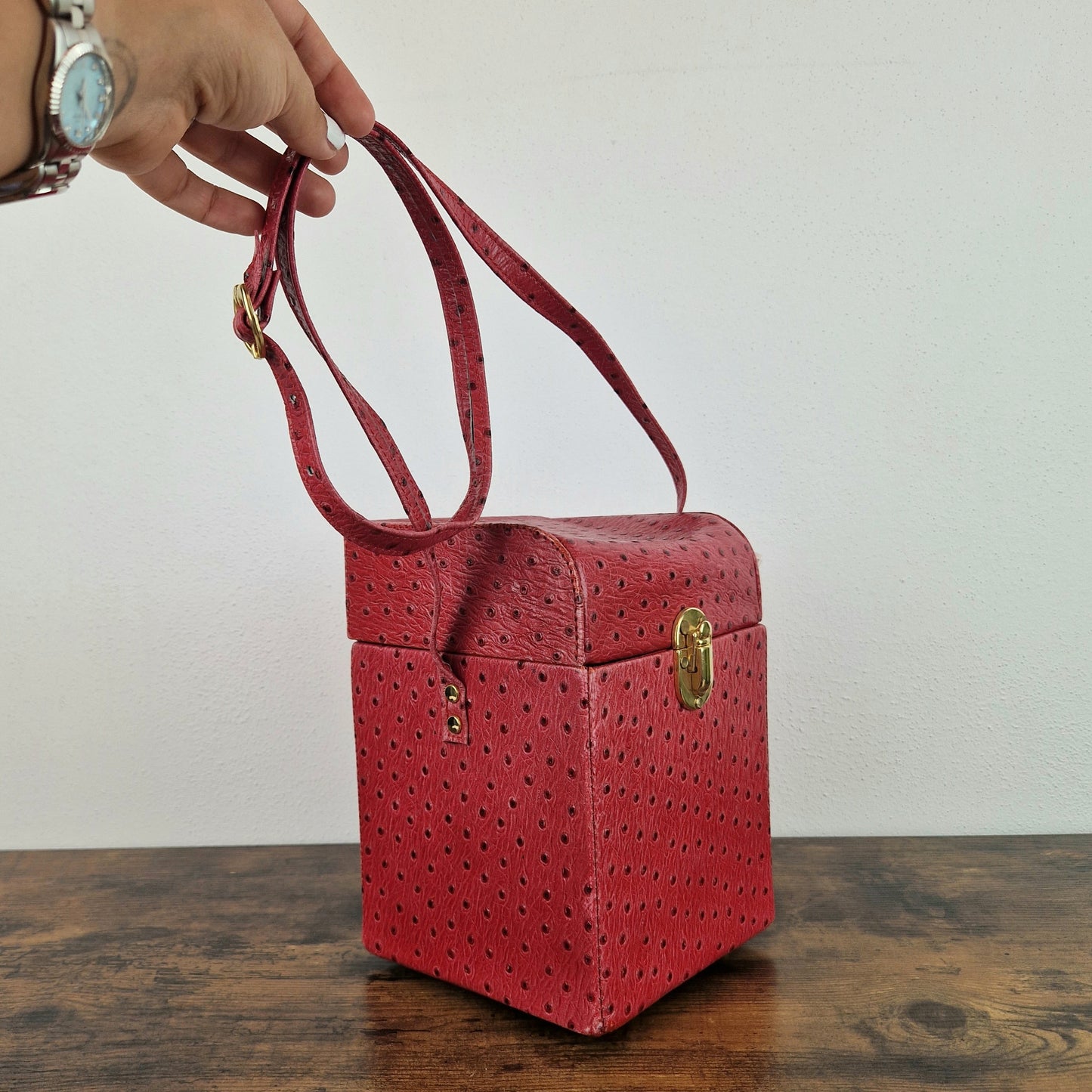 Borsa scrigno pelle rossa