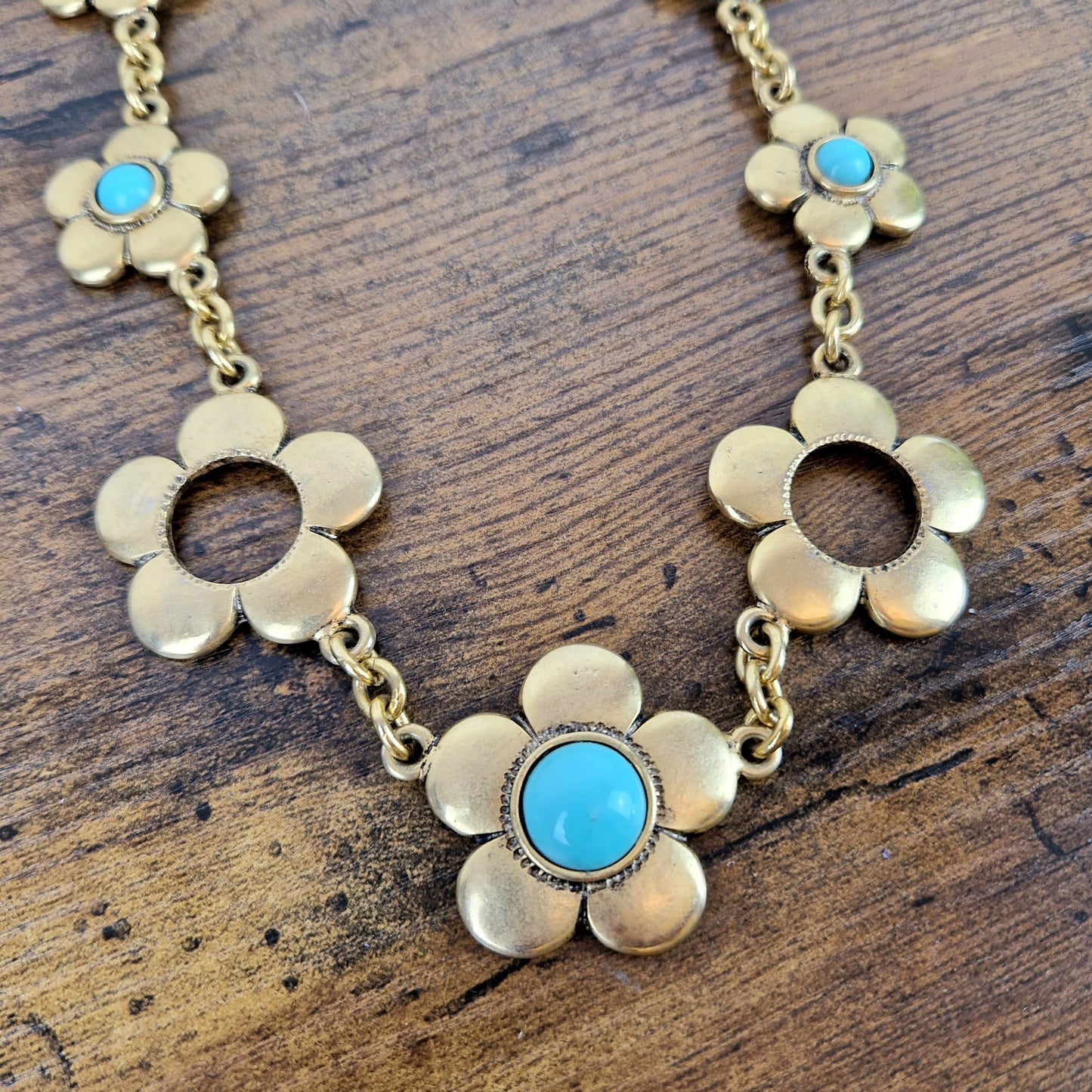 Collana Moschino fiori oro e turchese