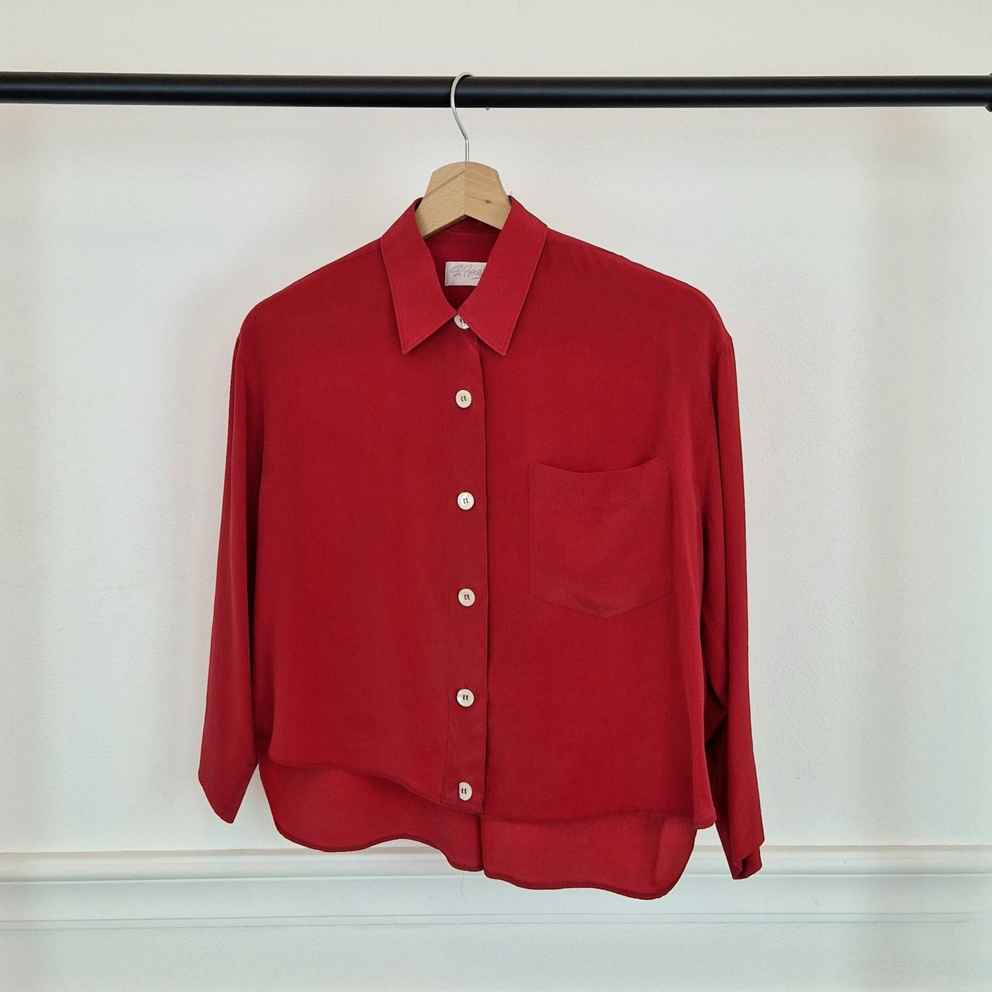 Camicia vintage asimmetrica seta rossa